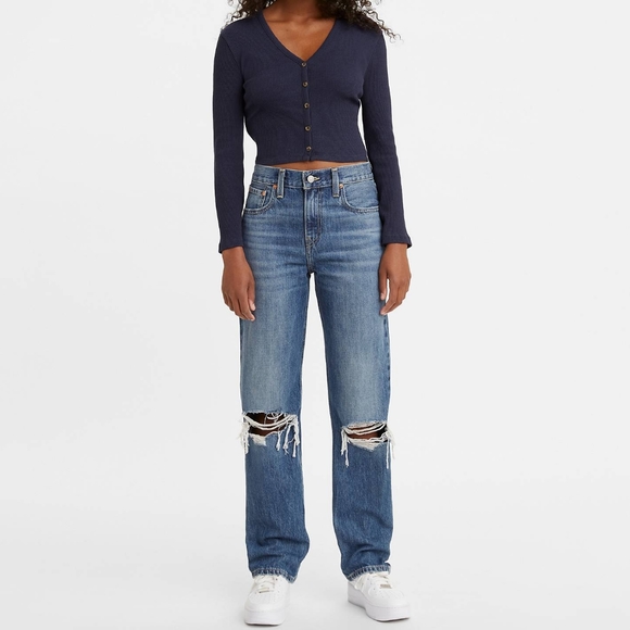 Levi's Denim - Levi's Low Pro Straight Jeans Distressed Knees